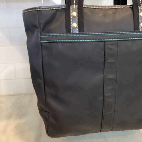 Coach Black Sateen Hampton Shopper Weekend Tote - Picture 4 of 14